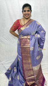 Vriksham Soft Lavender With Grand Paisley Design Minakari Work Kanchi Silk Saree-VS4784